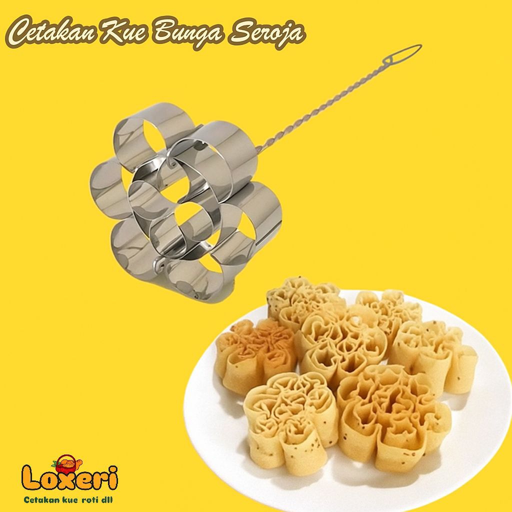 Cetakan kembang goyang Seroja stainless/ cetakan kue kembang goyang