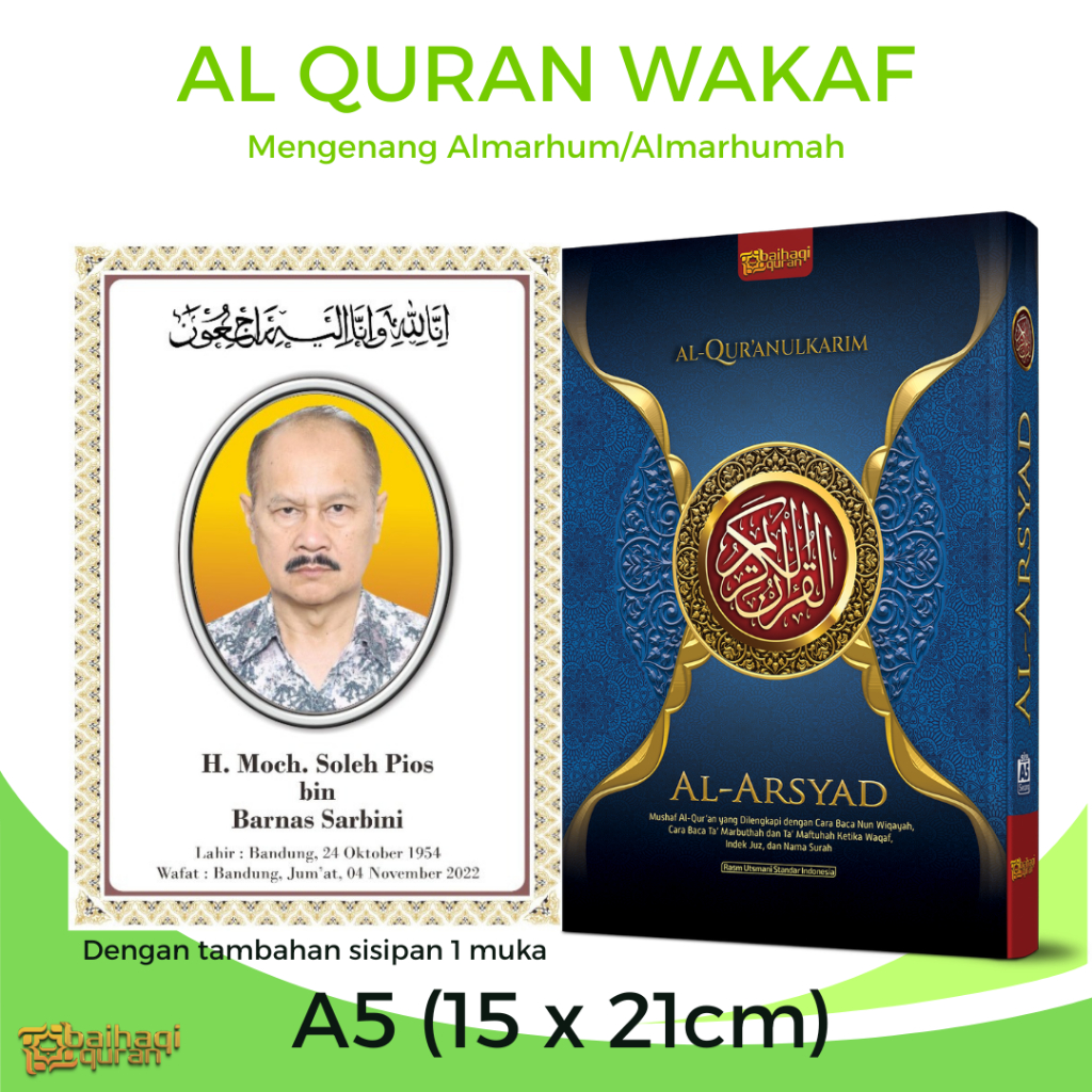 Al Quran custom Sisipan 40/100 Harian  Yasin Tahlil Al Arsyad ukuran sedang