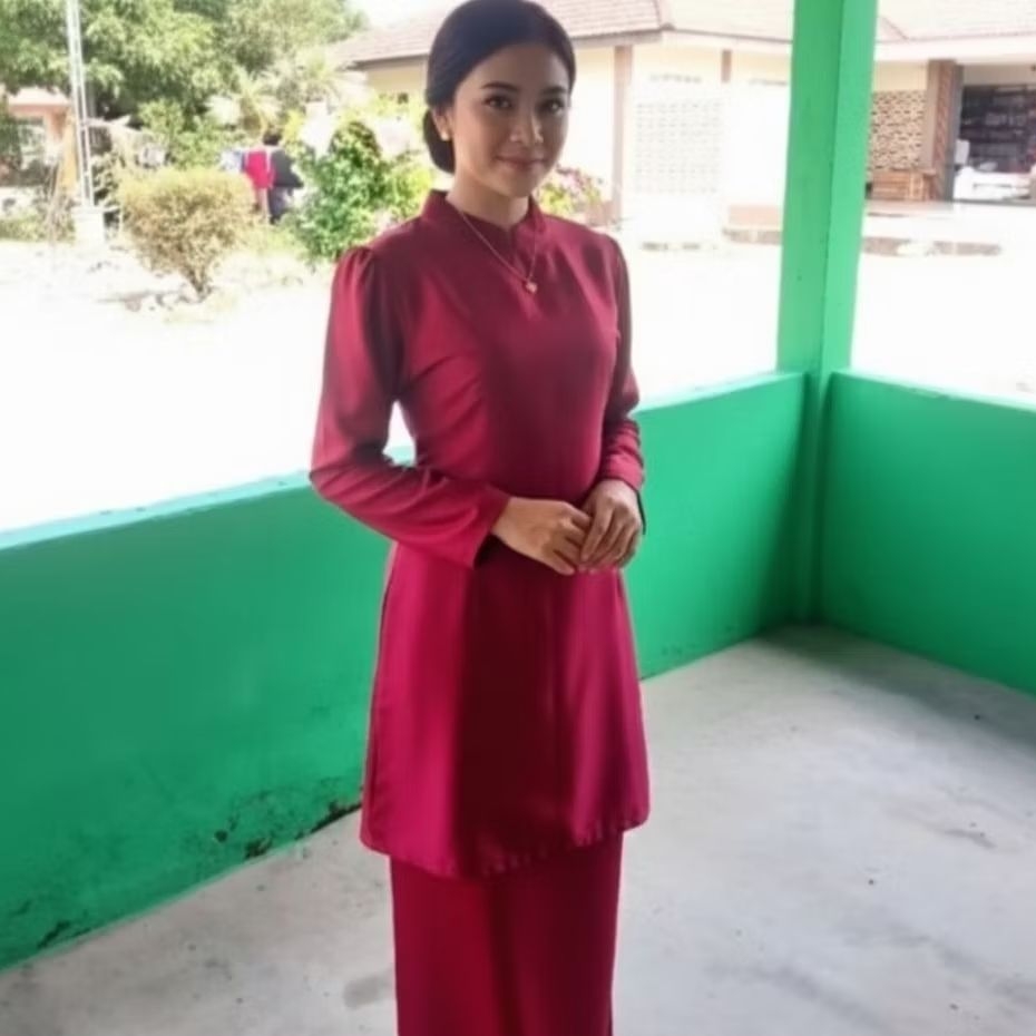 Setelan baju kurung wanita modern bahan satin Velvet polos One set Tunik pakaian melayu kebayak musl
