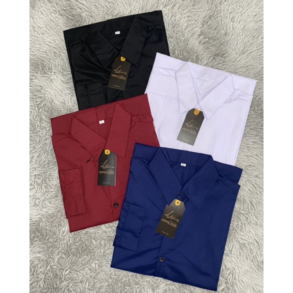 hot deals kemeja wanita / kemeja cewek polos lengan panjang slimfit hem wanita polos kantor hitam