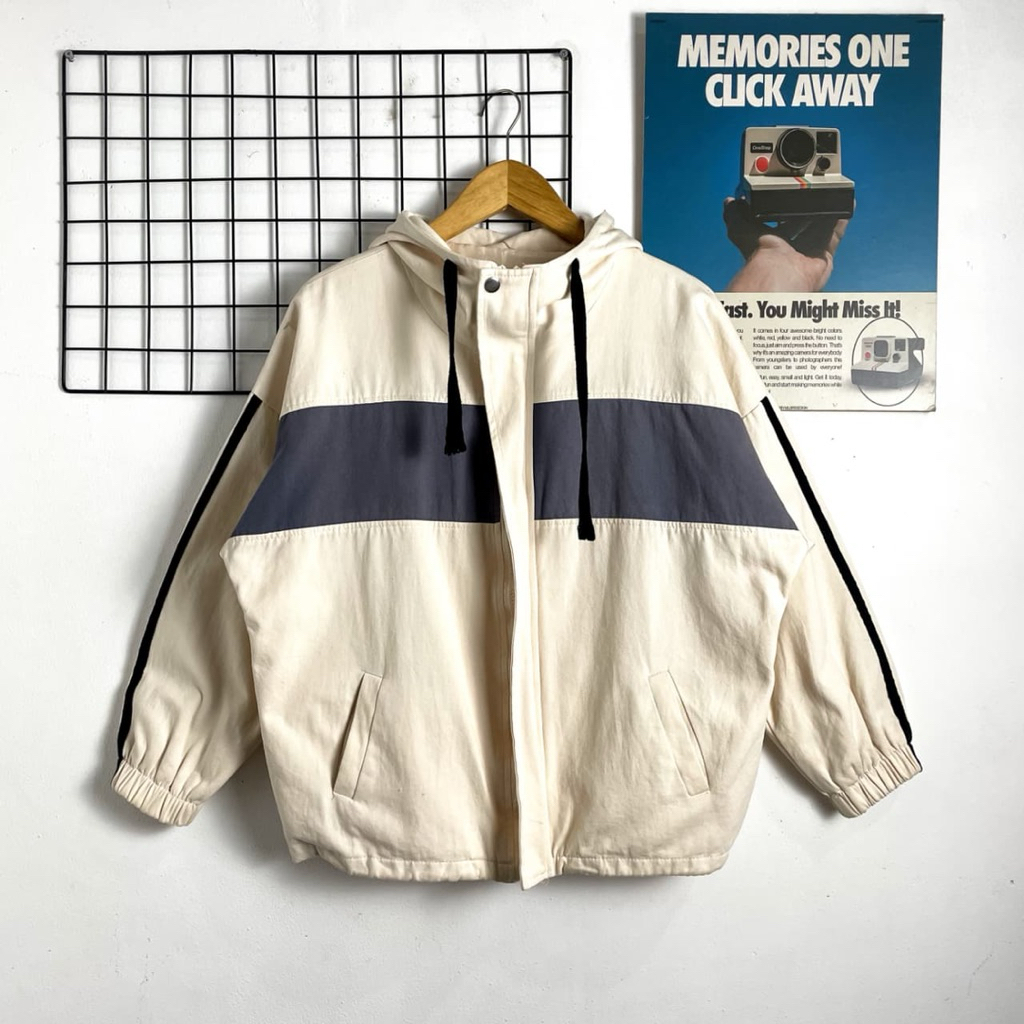 JAKET LADIES FASHION SECOND, JAKET CROP WANITA, JAKET OVERSIZE WANITA, JAKET COLORBLOCK, HOODIE WANI