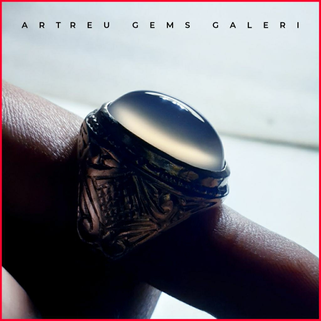 Batu Anggur Way Kanan ( Grey ) | COD Bisa | Cincin Batu Akik Ring 5-10