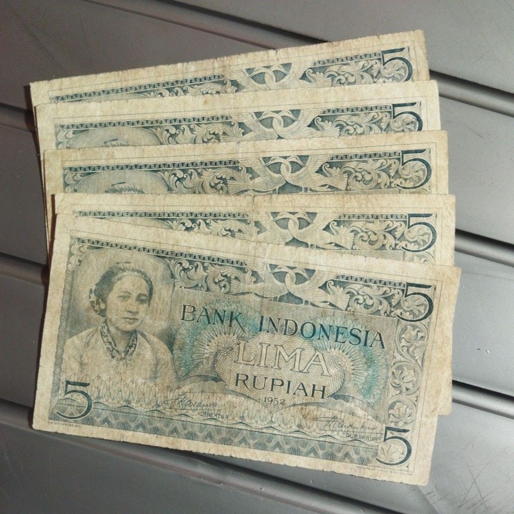 5 rupiah Kartini seri budaya 1952 Asli bekas beredar