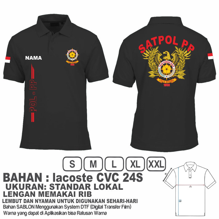 Kaos Kerah Satpol PP lengan pendek Gratis Nama/T-Shirt kerah pol pp