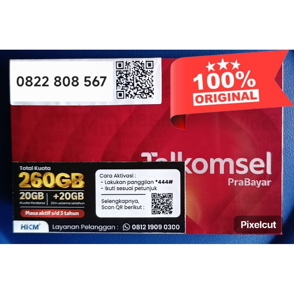 Nomor Cantik Hoki Telkomsel 10 digit - No Sultan - kouta 260 GB 1 Tahun - Nomor Baru