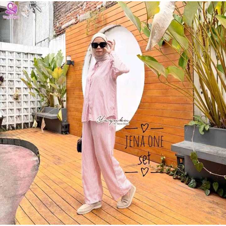Jena One Set Daily Lucu Atasan Celana Panjang HIjab Pajamas Kekinian Baju Daster