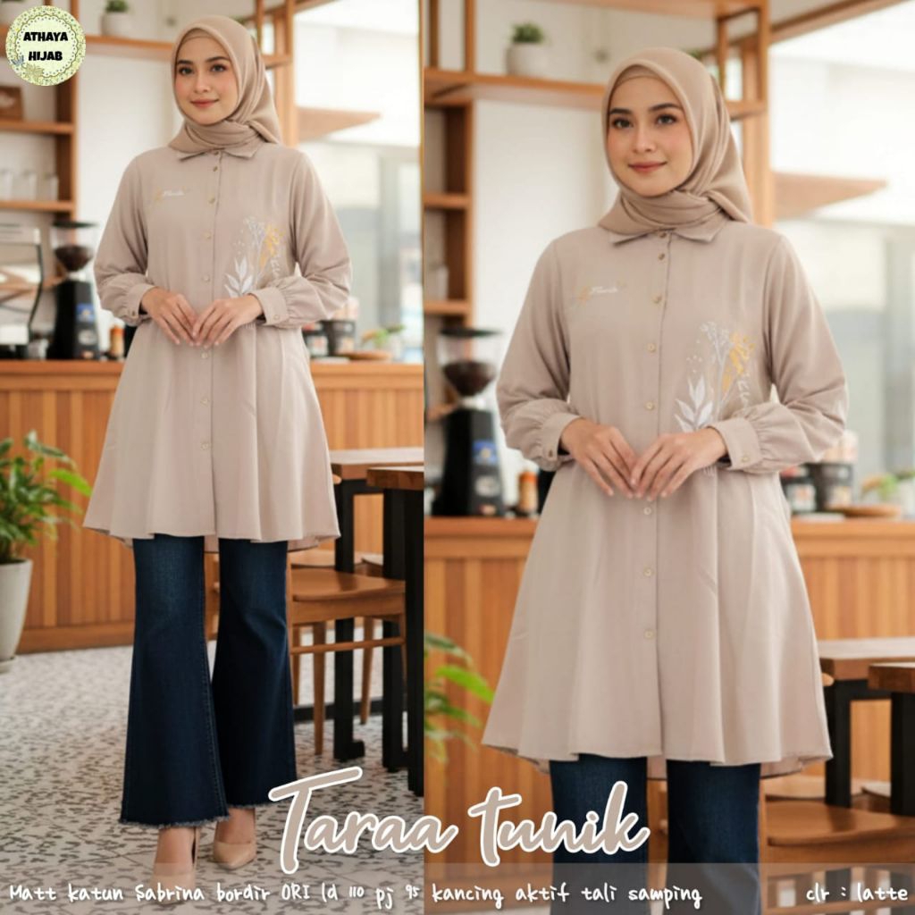 Taraa Tunik by Athaya Hijab – Tunik Katun Bordir Ori Modis & Elegan