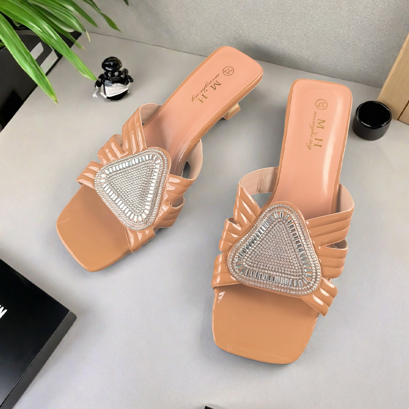 Pengiriman Gratis Sandal Wanita Selop Hak 3 Cm