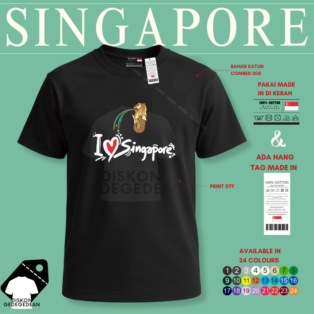 Kaos Oleh Oleh Singapore Singapura  Baju Oleh-oleh Singapore Singapura Kaos Souvenir Singapura Singa