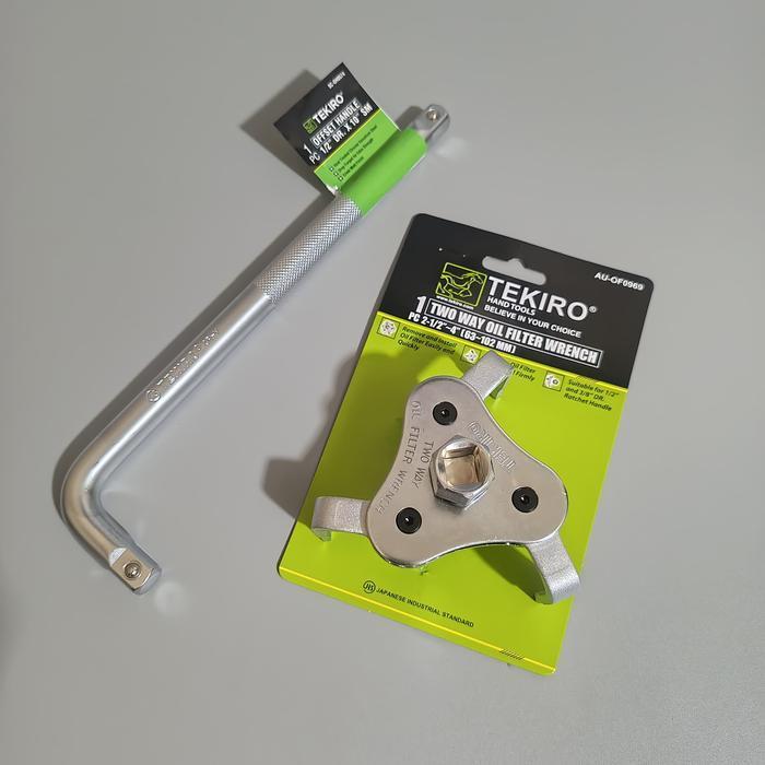 PROMO Kunci Pembuka Filter Oli Tekiro 3 Kaki + Gagang Sok L 1/2" 10 Inch Paket Lengkap Murah