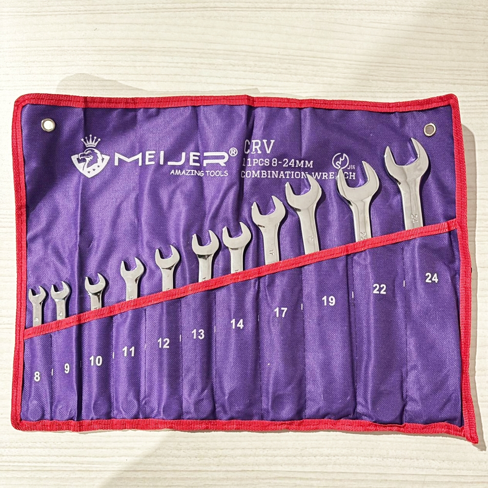 MEIJER Kunci Set Ring Pas Kwalitas Tekiro Lengkap Paket Bengkel 1 Alat Motor Mobil SerbaGuna 11 Pcs 