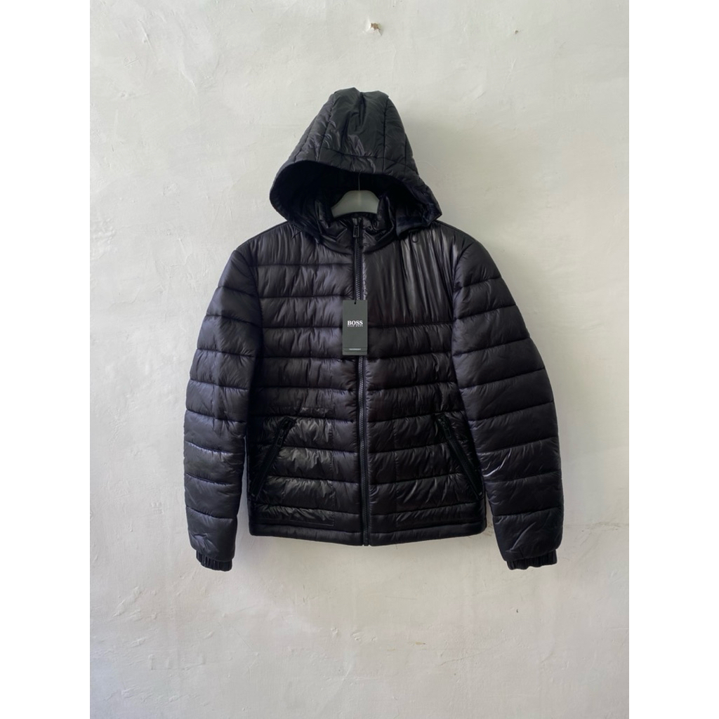 JACKET PRIA -H.BOSS DACKDOWN QUALITED HOODIE BLACK ORIGINAL AUTHENTIC