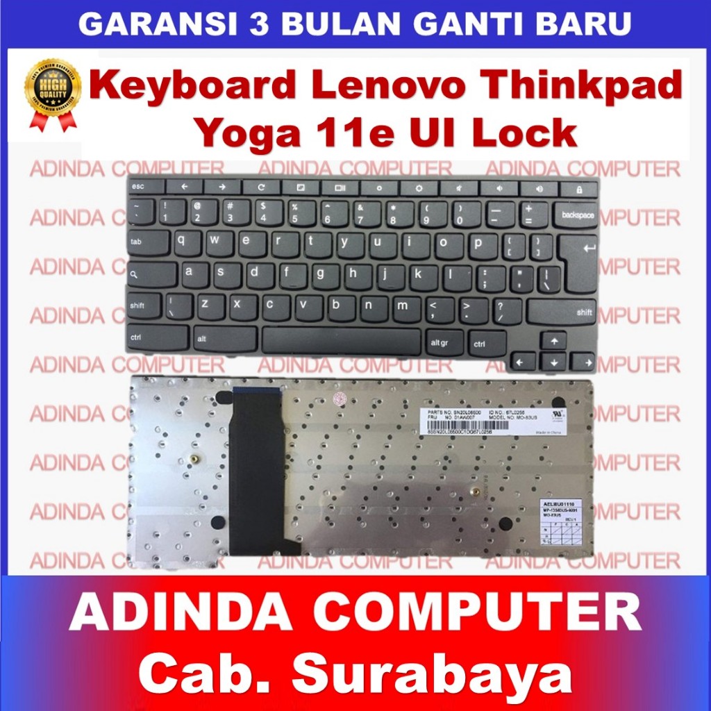 Keyboard Lenovo Thinkpad Chromebook Yoga 11e UI Power Big Enter