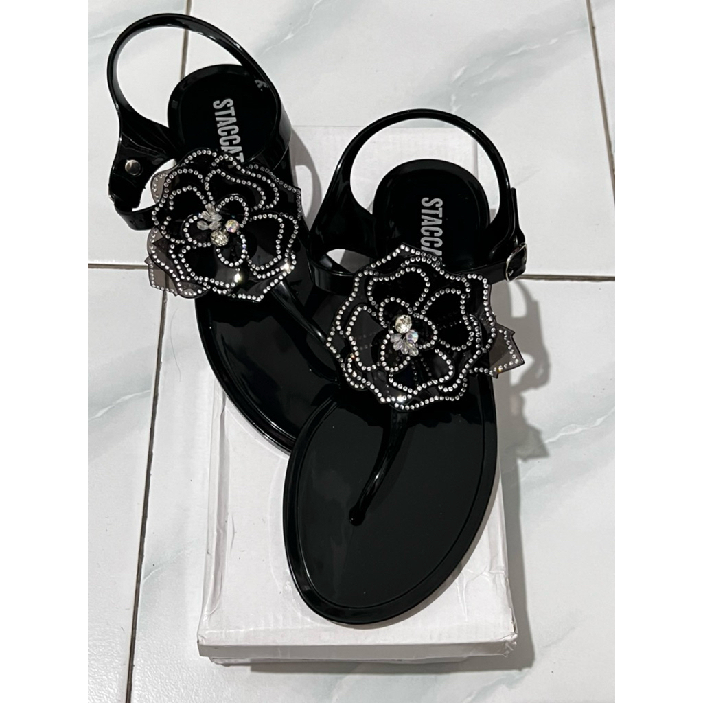 [ORIGINAL] STACCATO BLACK JALLY SANDAL | Sandal Jelly Staccato | Black Jelly Sandals | STACCATO