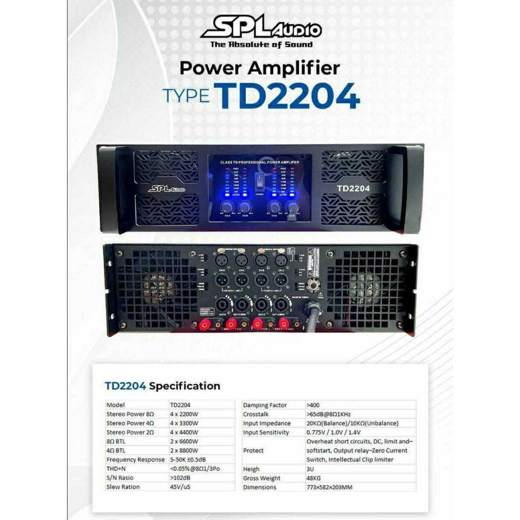 POWER AMPLIFIER SPL AUDIO TD 2204 Power 4chanel Original CLAS TD 4X2200watt