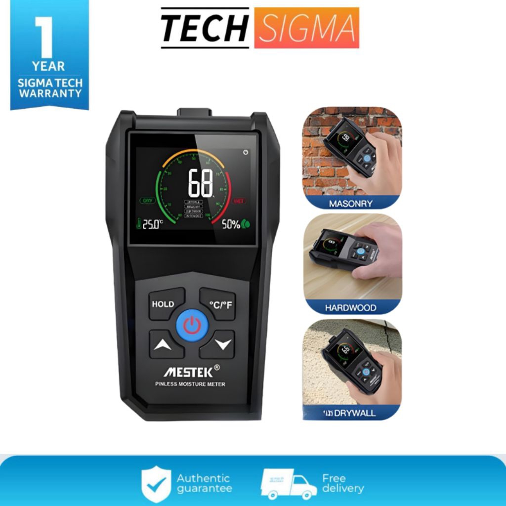 Pinless Moisture Meter Mestek WM700A Wood Concrete MC Tester Tembok