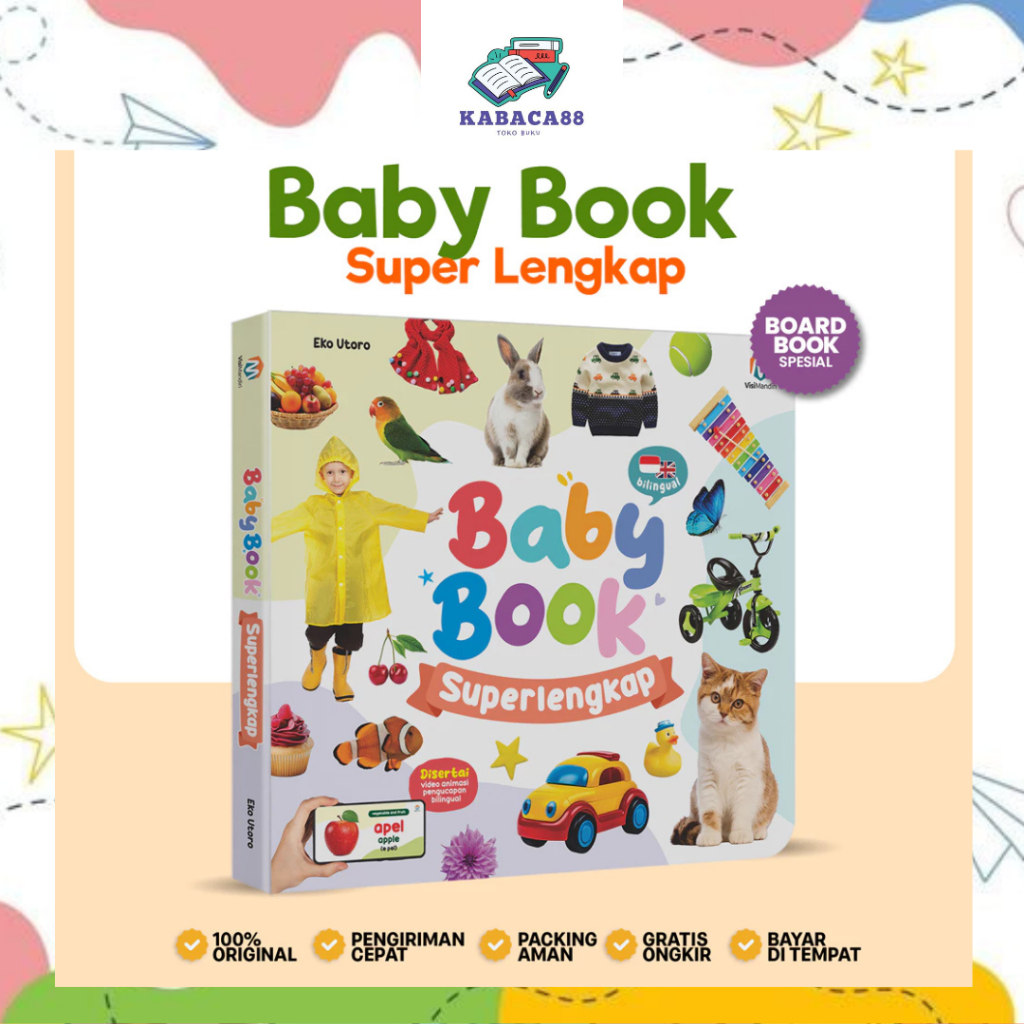 Ziyadbooks - Boardbook Baby Book Superlengkap - Buku Bayi Usia 0+ Tebal Berwarna