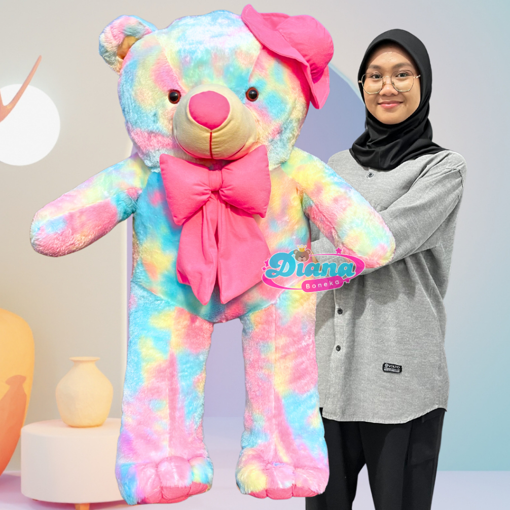Boneka Teddy Bear Jumbo 1,2 Meter Rainbow Pelangi / boneka jumbo pelangi / boneka tedy bear rainbow 