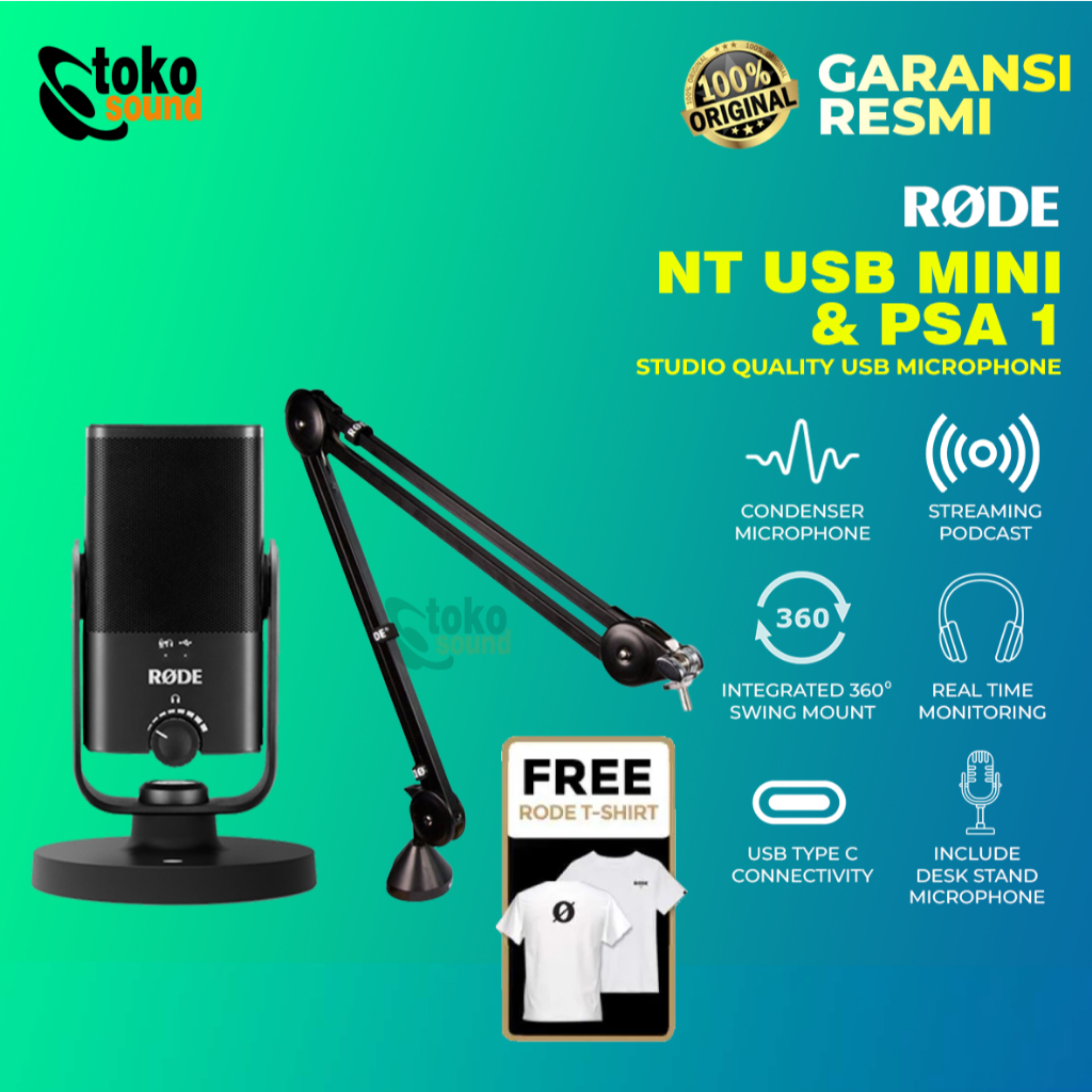 RODE NT USB Mini NT-USB Mini + RODE PSA 1 USB Microphone Studio Quality