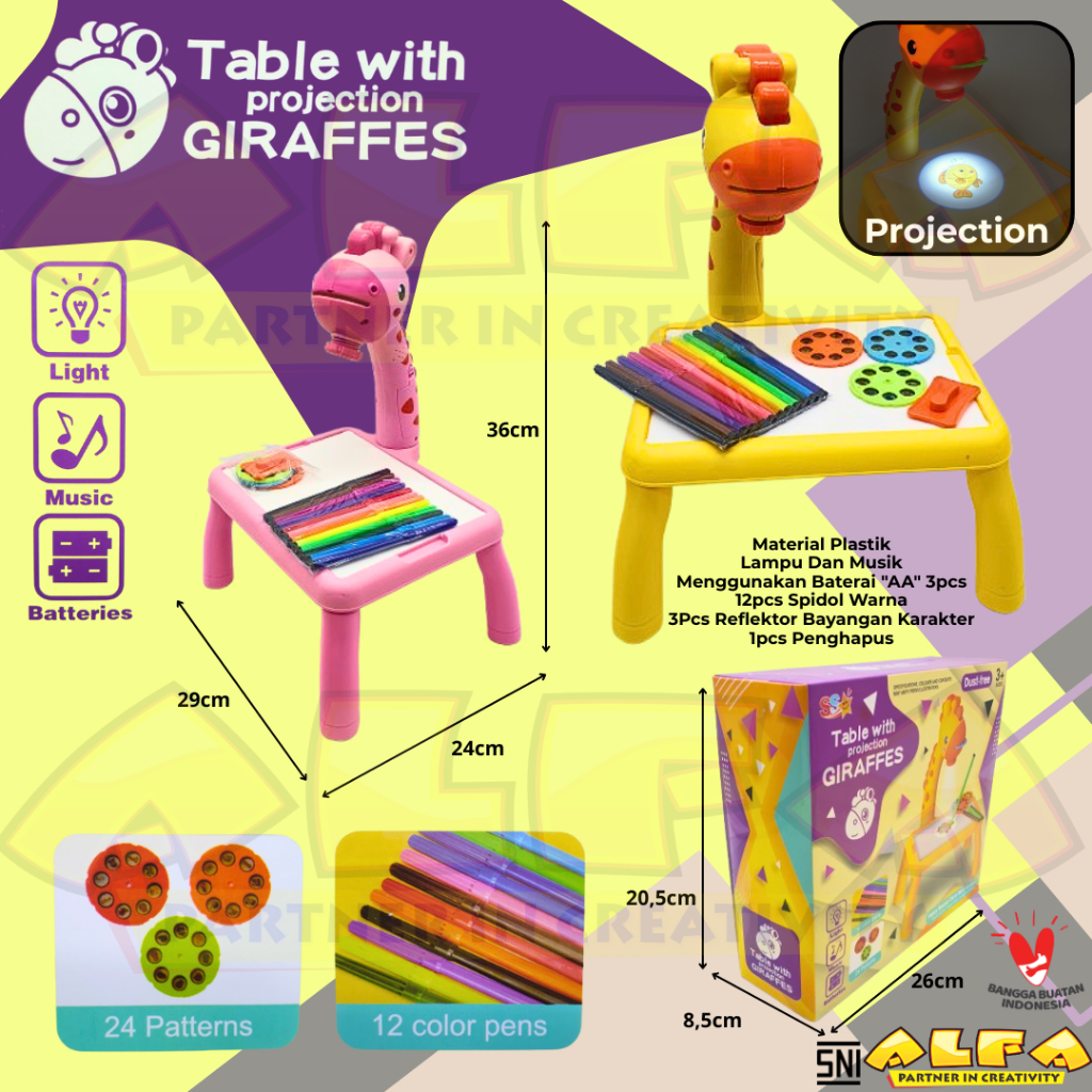 Toko Mainan ALFA Giraffe Projector Table SS1555