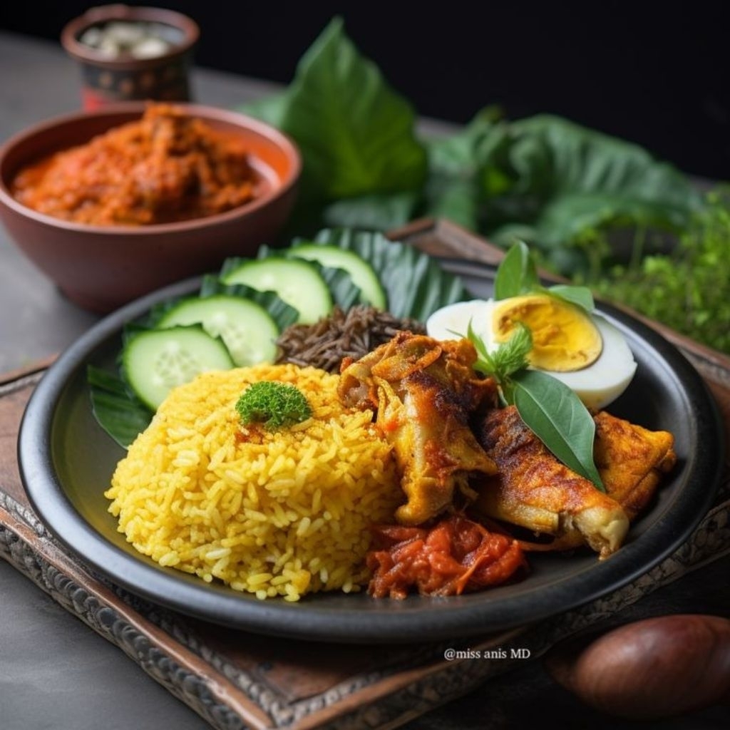 paket komplit nasi kuning ayam bakar/ikan bakar telor balado