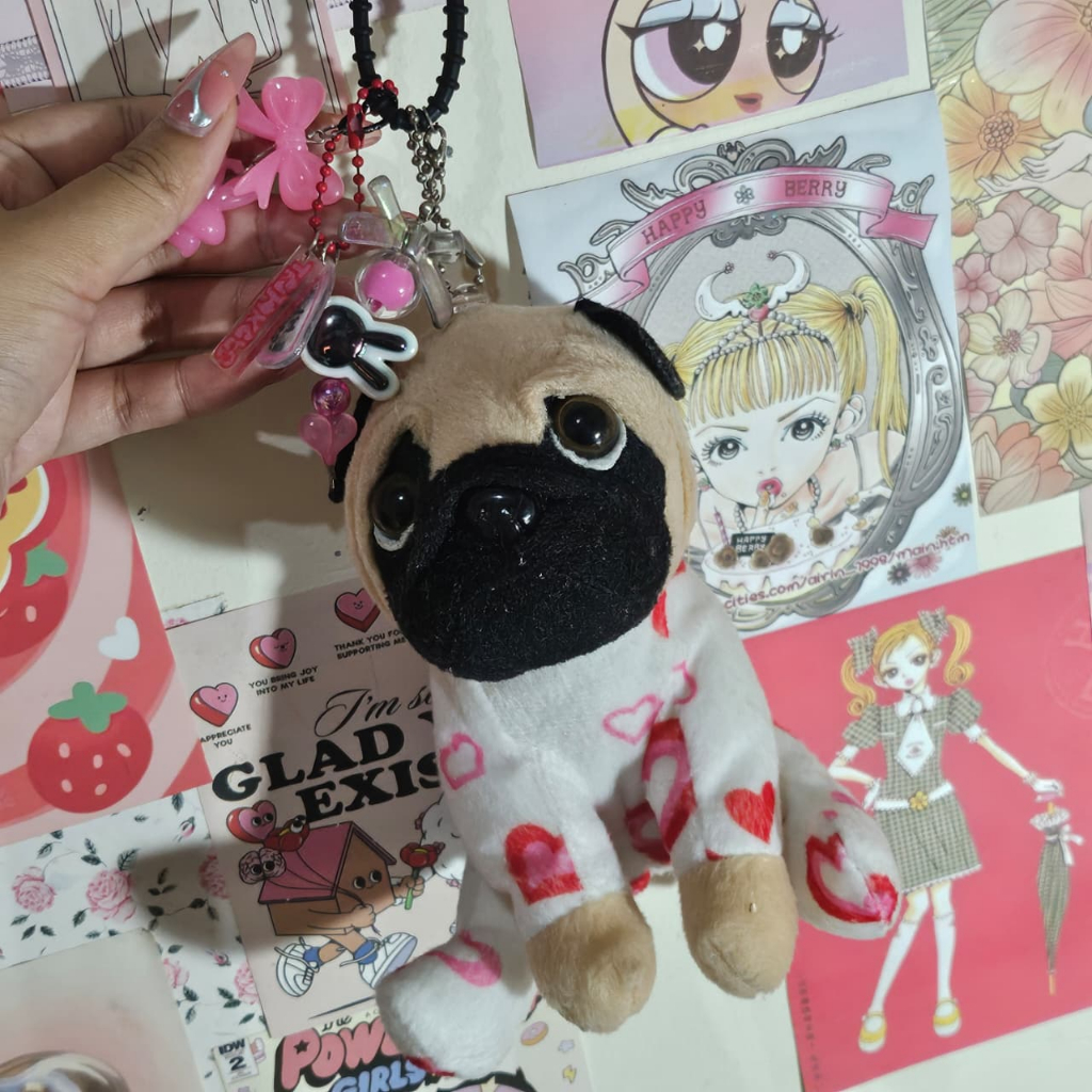 ੯·̀͡⬮ gantungan kunci plush boneka anjing pug ੯·̀͡⬮