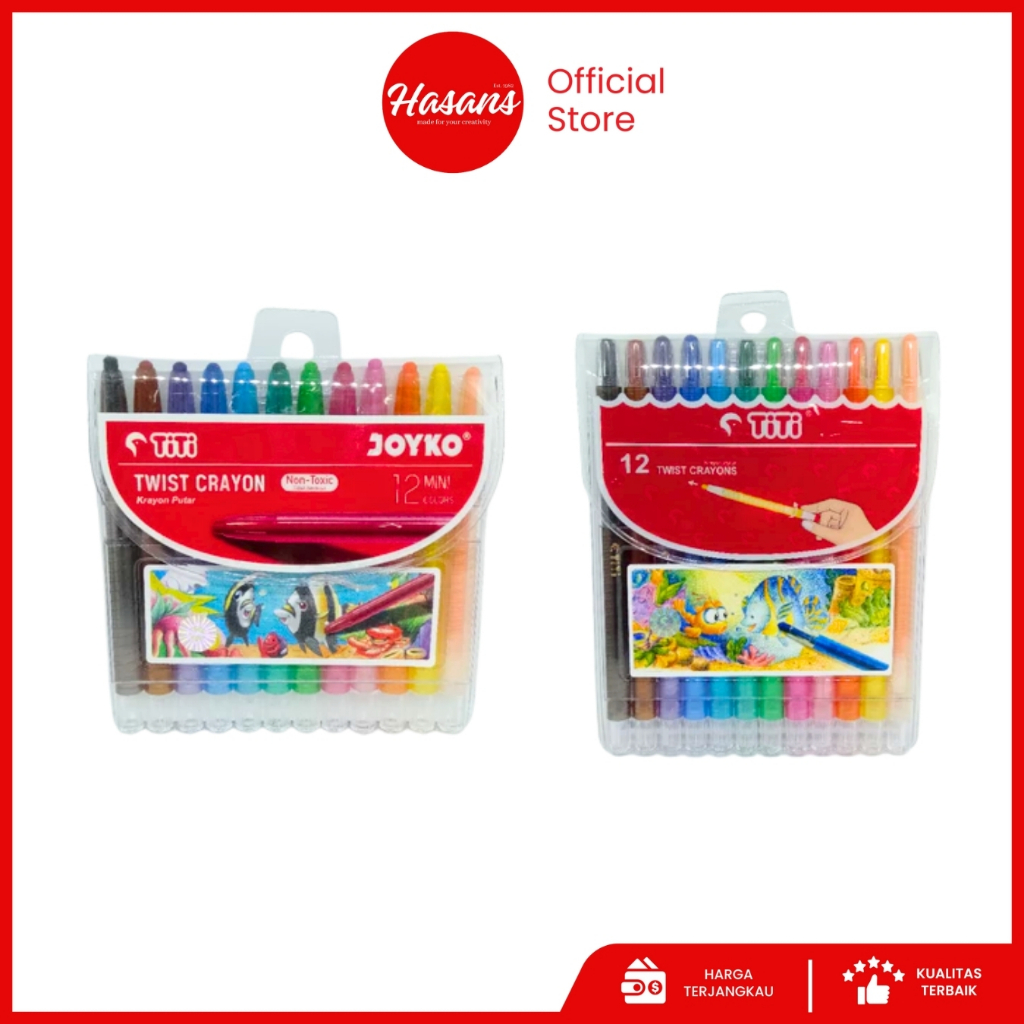 Hasans / Krayon Putar Joyko 12 Twist / Twist Crayon Putar Joyko 12 Warna / Pensil Crayon Warna / Joy