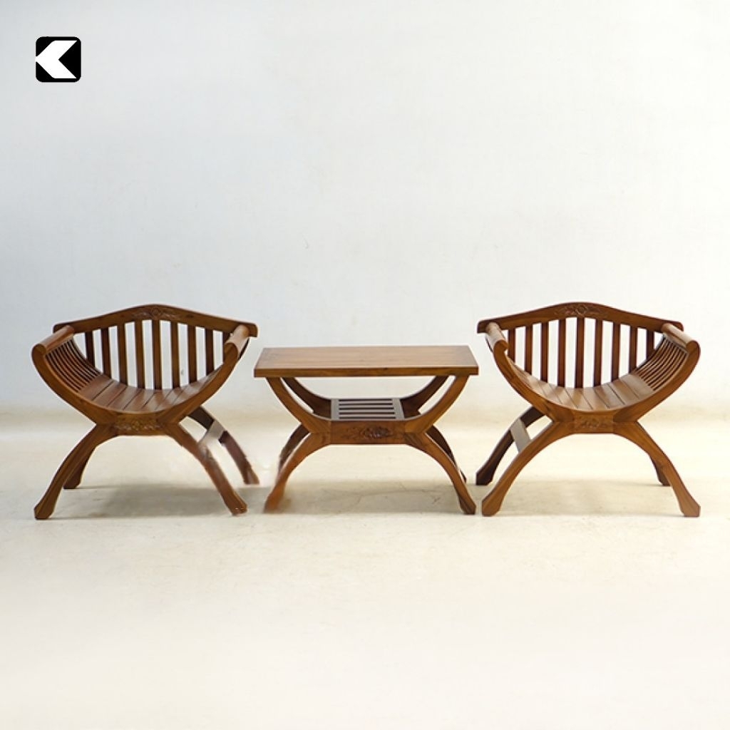 SET KURSI TERAS KAYU JATI KURSI TERAS KLASIK KURSI SANTAI TERAS SET KURSI OUTDOOR