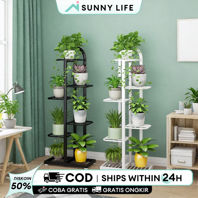 Rak Bunga Besi Rak Pot Bunga Rak Susun Penyimpanan Pot Bunga Besi Standing Pot Susun 3/6/8