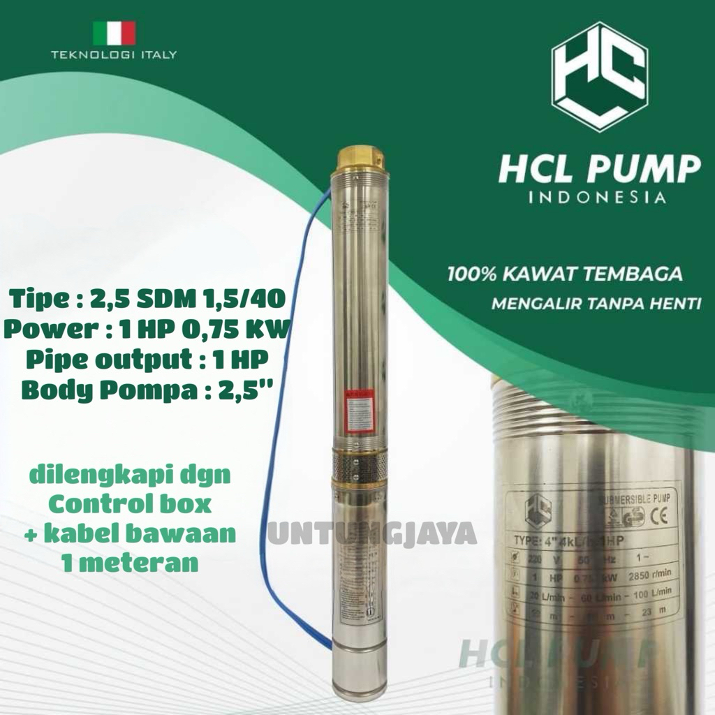 POMPA SUBMERSIBLE HCL 2,5 SDM 1,5/40 1 HP // POMPA CELUP HCL 2,5SDM 1,5/40 1HP // POMPA SATELIT HCL 