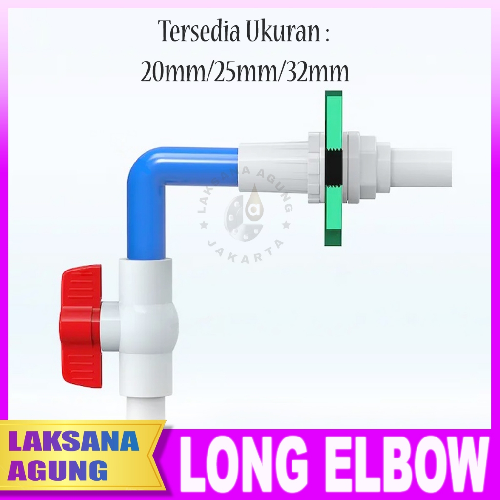 [25mm] Long elbow pvc 25mm warna putih | Knee Long Pvc OD 25mm | Fitting Pvc Aquarium