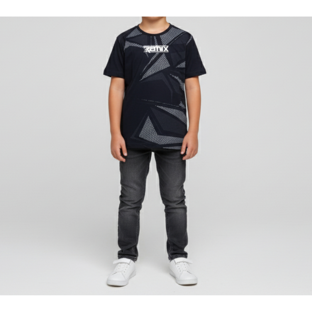 Remix Jeans Kaos Hitam | Kaos Anak Laki-Laki