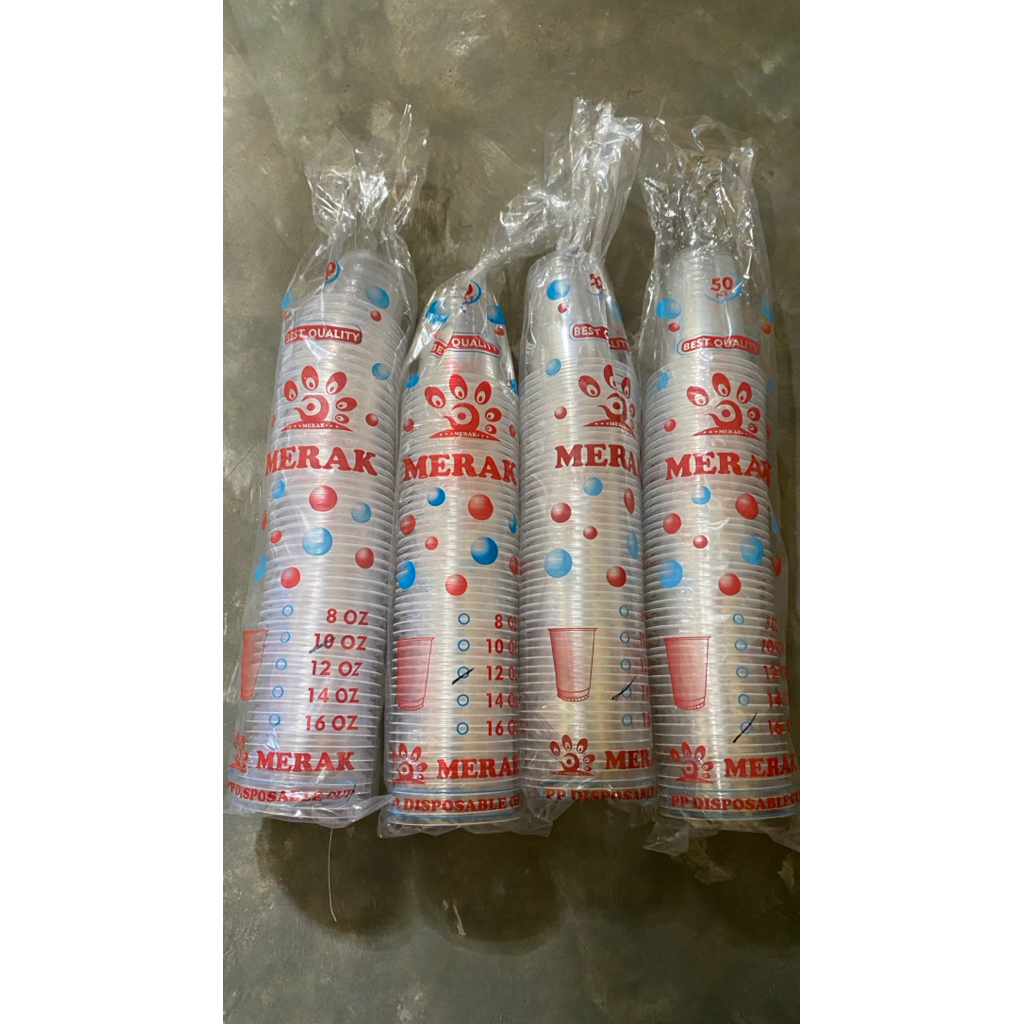 Gelas Plastik MERAK Datar Tanpa Tutup | Ukuran 10oz / 12oz / 14oz / 16oz