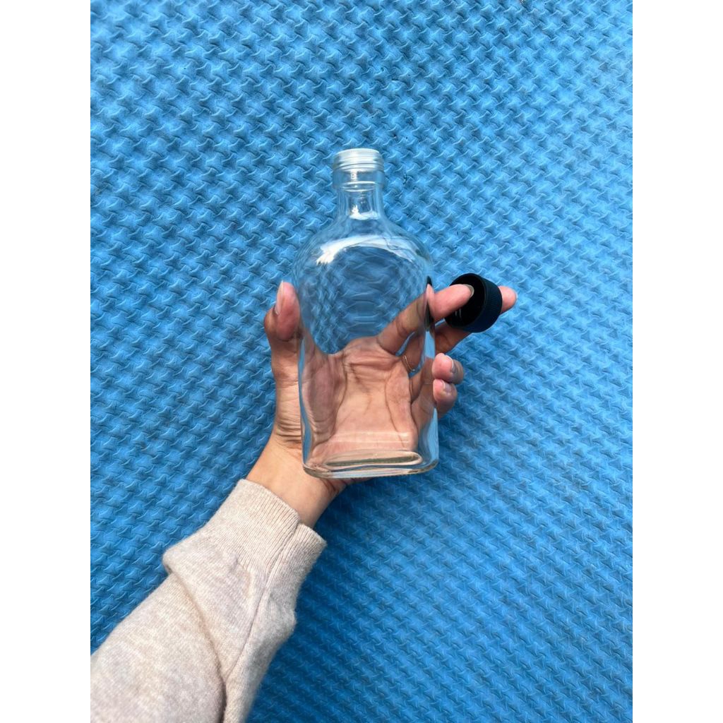 botol kaca gepeng 250ml / botol kaca 250ml / botol kaca unik 250 / kemasan  unik 250ml PACKING FREEE