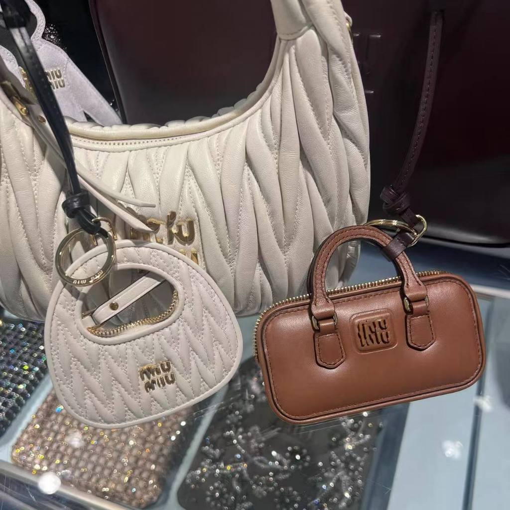 MIU Bag Charm Leather wander hobo Bag arcadie bag Cow Hide Mirror Pendant Premium Import Paris Fashi