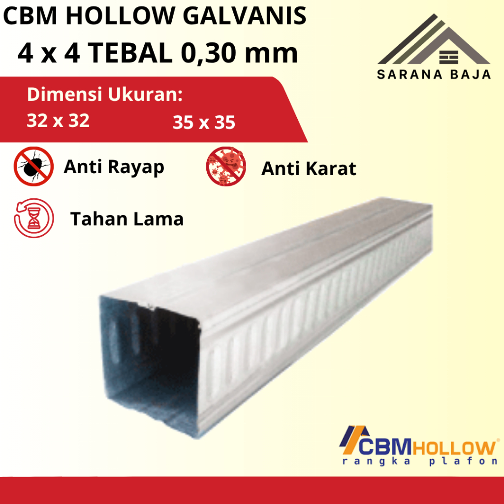 CBM Hollow Galvanis 4 x 4 Tebal 0,30 mm
