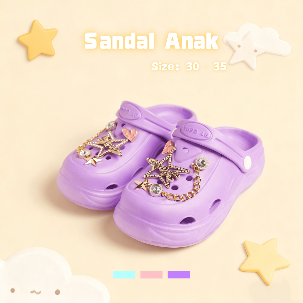 Sepatu pantai anak perempuan ukuran 30-35 cantik tebal 5cm lentur anti licin Sendal cewek EVA jibbit