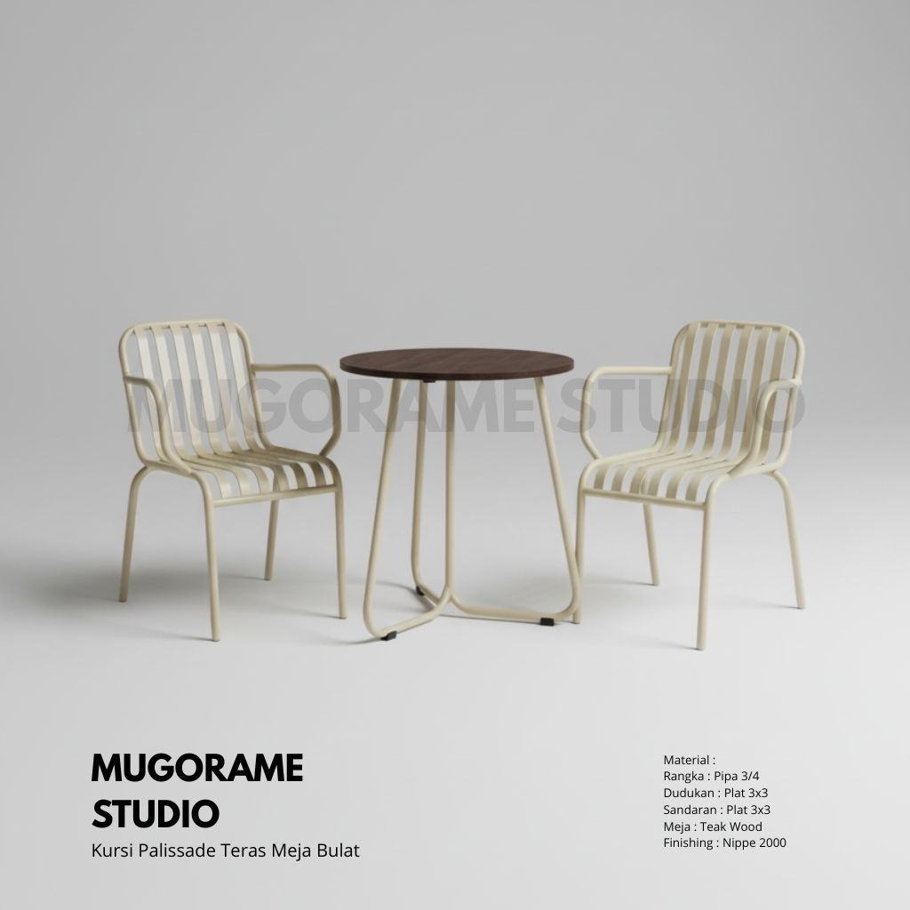 Kursi besi kayu kursi cafe palissade set