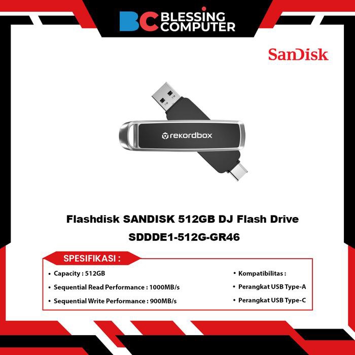 Flashdisk SANDISK 512GB DJ Flash Drive SDDDE1-512G-GR46