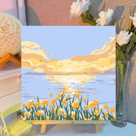 Canvas Paint By Number Kit Ukuran 30x30 Alat Lukis Lengkap 1 Paket Melukis Anak Paint By Number Luki