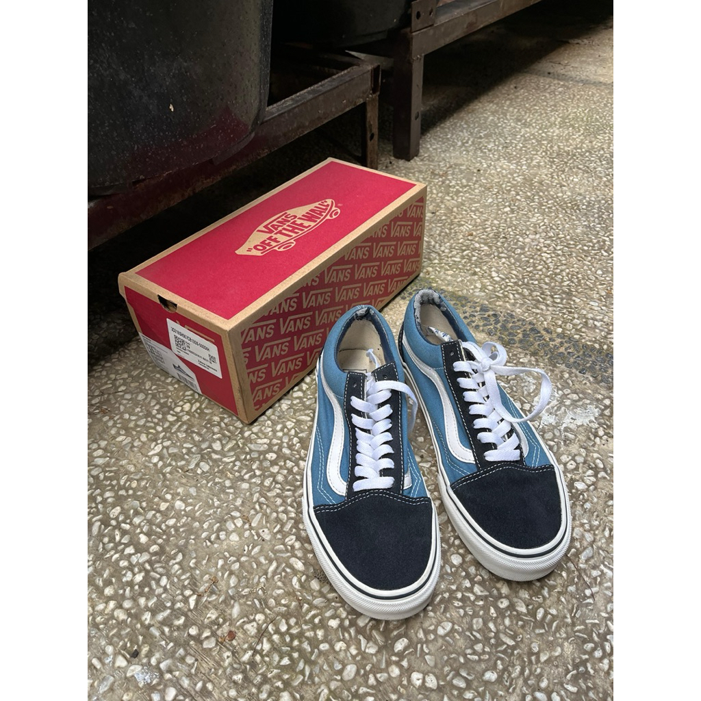 Vans Old Skool Navy Shoes Sepatu Wanita Second Original