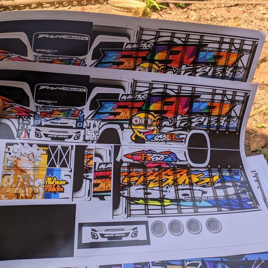 Pola Stiker Miniatur Truk Keren Karya Muda (bahan stiker bontak A3 skala1:20 joss)