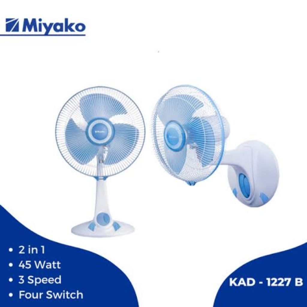 Kipas Angin Miyako KAD-1227 B PL 2 in 1 Duduk & Dinding