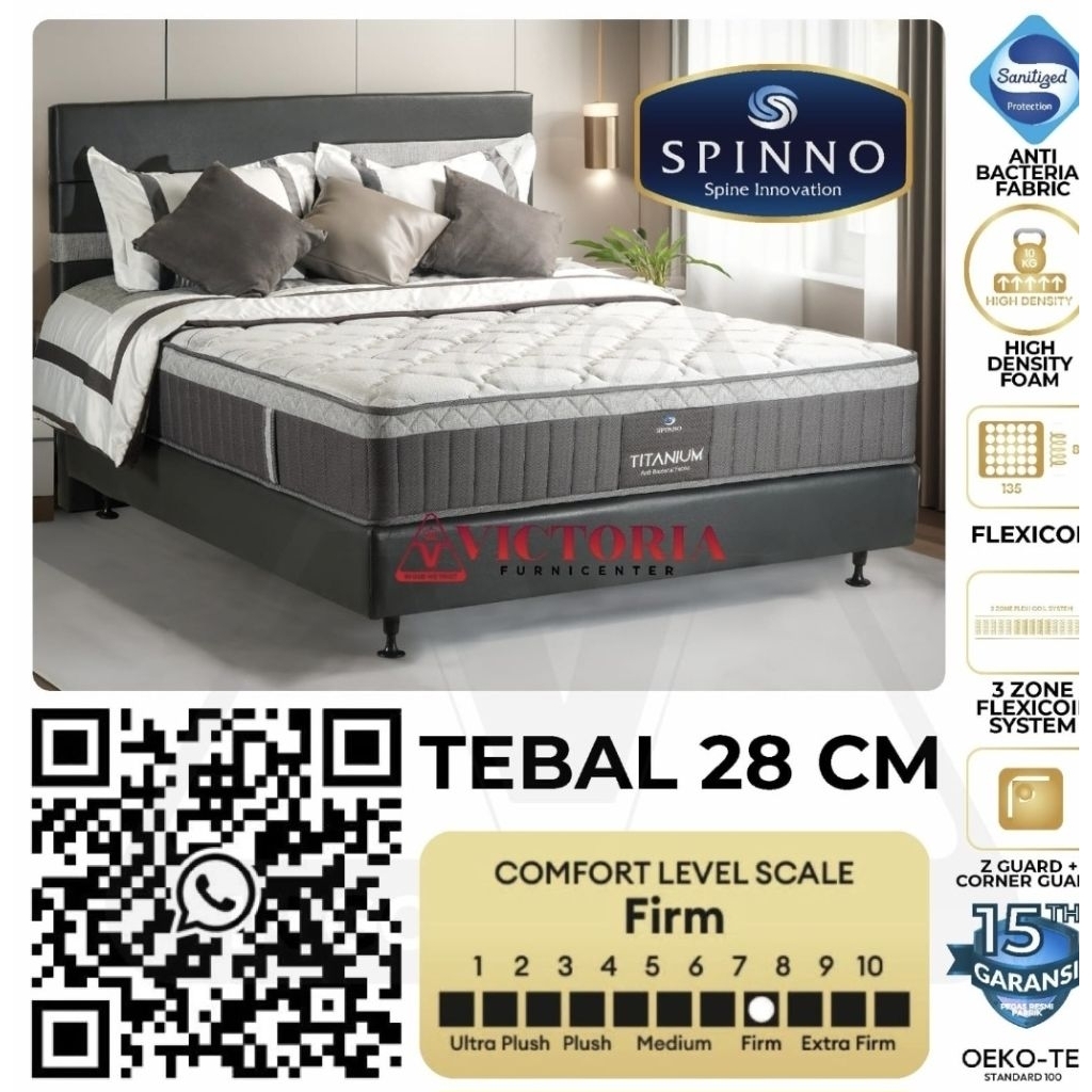 Spinno Titanium Full Set Fullset 180 x 200  180x200  Kasur Spring Bed Springbed Termurah Paling Mura