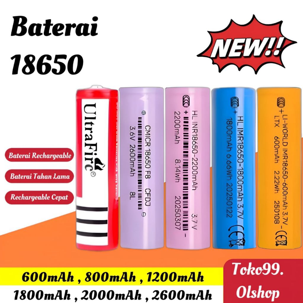 BAterai 18650 BARU DAN ORIGINAL 100%
