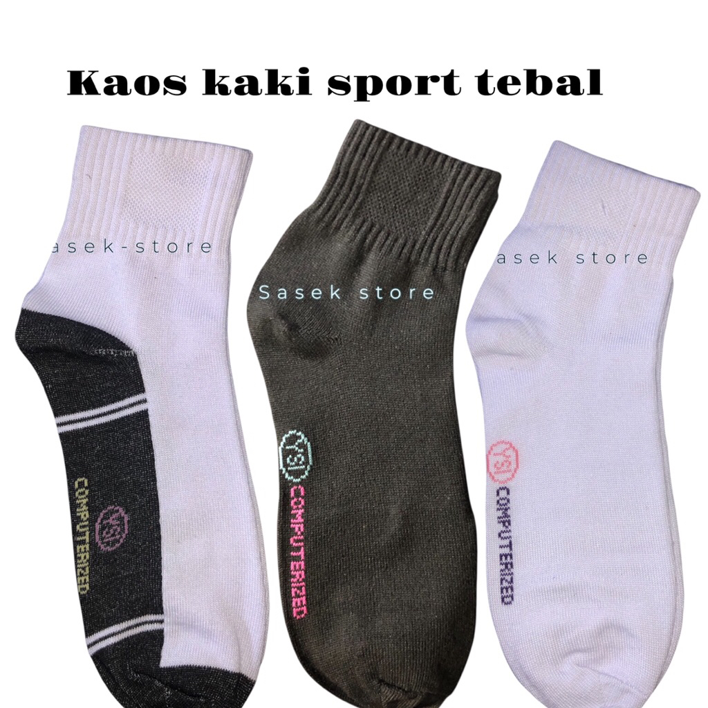 Sasek Store Kaos Kaki ysi Computerized  Jumbo Tebal Putih dan Hitam Sport Tebal Hitam