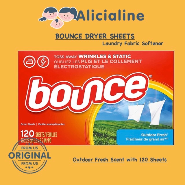 Bounce Dryer Sheets Fabric Softener Outdoor Fresh Scent 120ct