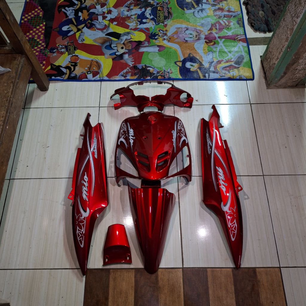 full halus mio sporty merah maroon striping raree