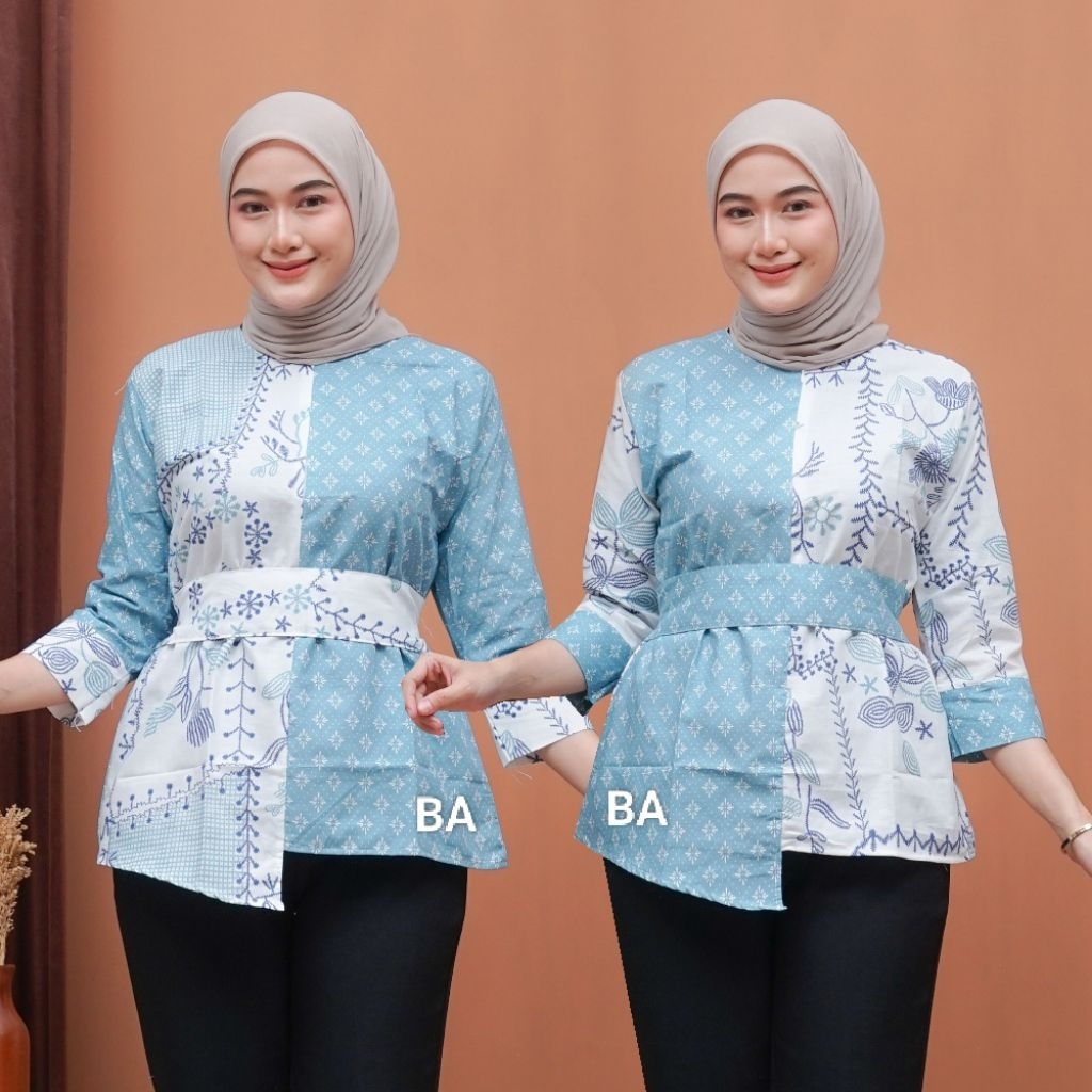 Baju Batik Kerja Wanita Terbaru Atasan Baju Batik Kerja Wanita ( Bunga Bordir )