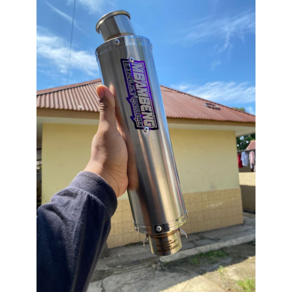 knalpot racing original MBAMBENG GARAGE type DBS titan silincer saja inlet 50mm suara bass empuk